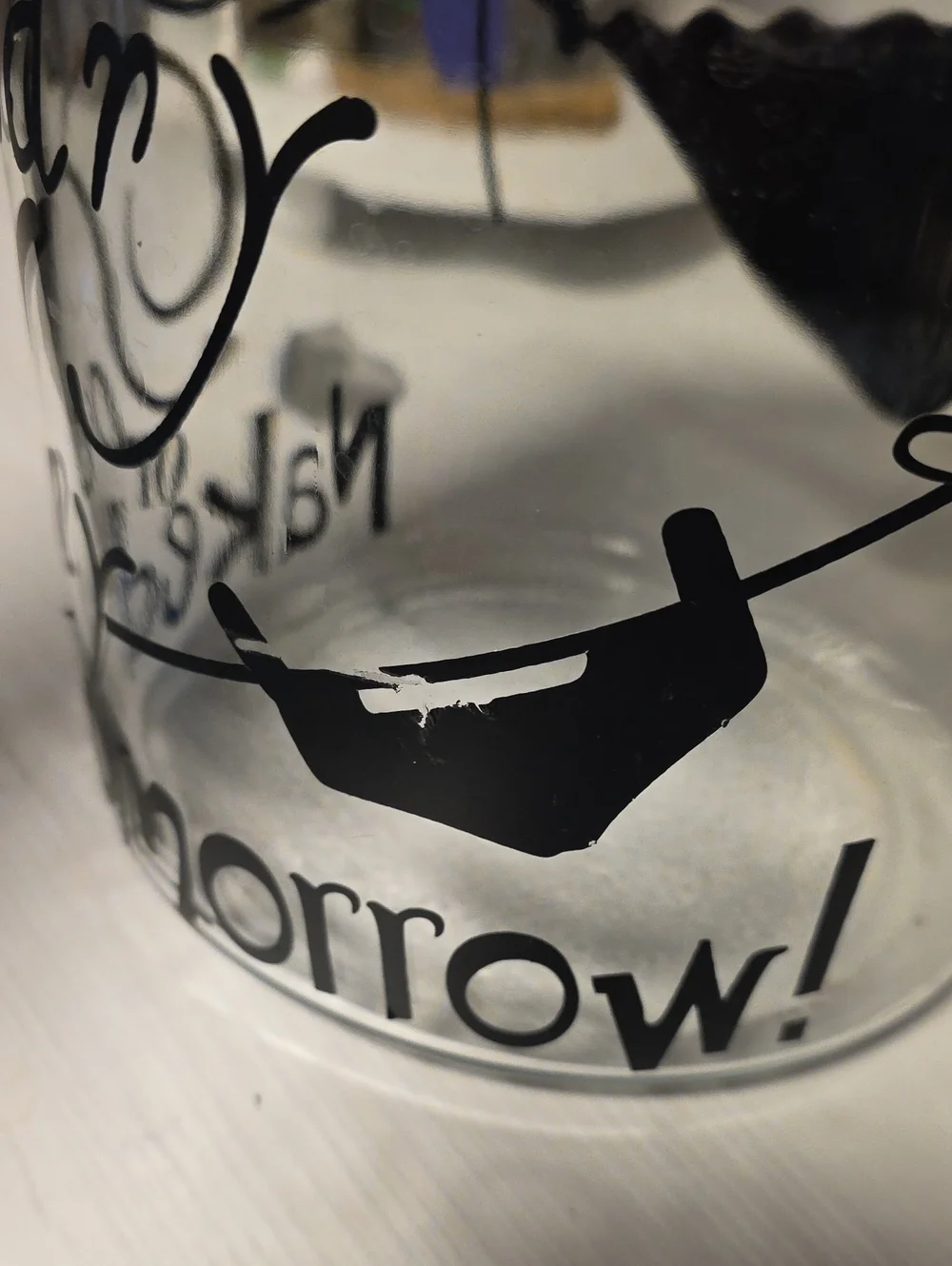 Clear Glass Laundry Jar with Black Script